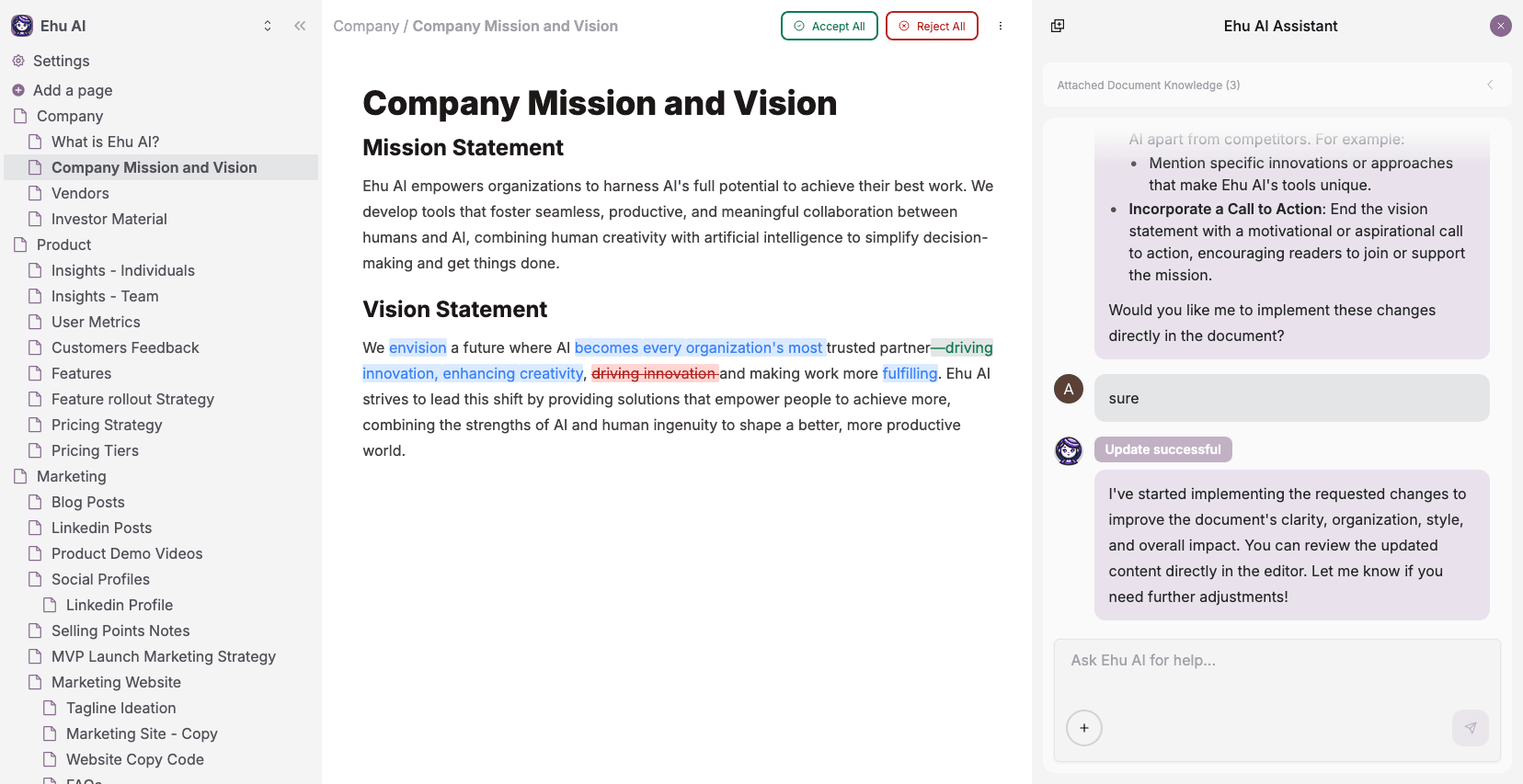The AI-native writing workspace for individuals and teams.
